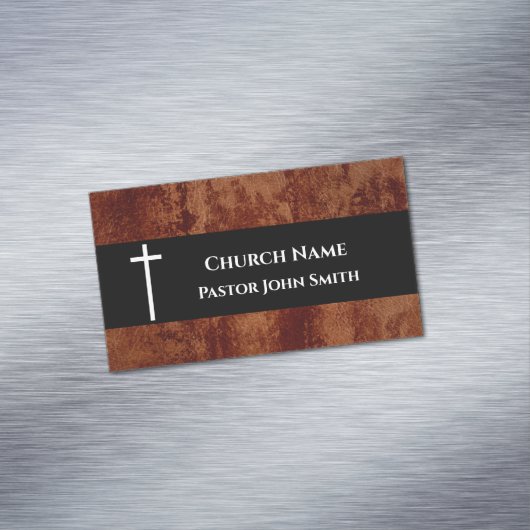 Pfarrhaus RUSTIC Leather Christlich Magnetische Visitenkarte (Beispiel)