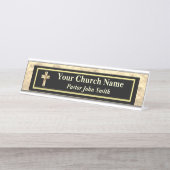 Pfarrkirche Gold und Schwarz Schreibtischnamensplakette (Vorderseite )
