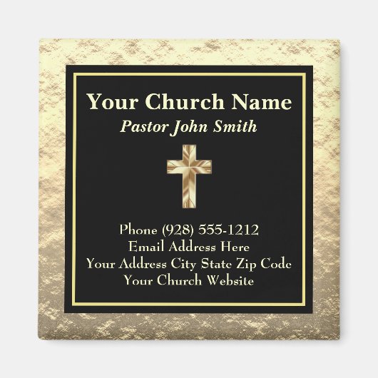 Pfarrkirche Gold und schwarze Visitenkarte Magnet (Vorne)