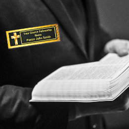 Pfarrkirche Klassisches Gold und Schwarz Namenschild