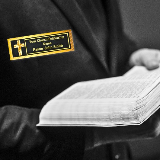 Pfarrkirche Klassisches Gold und Schwarz Namenschild