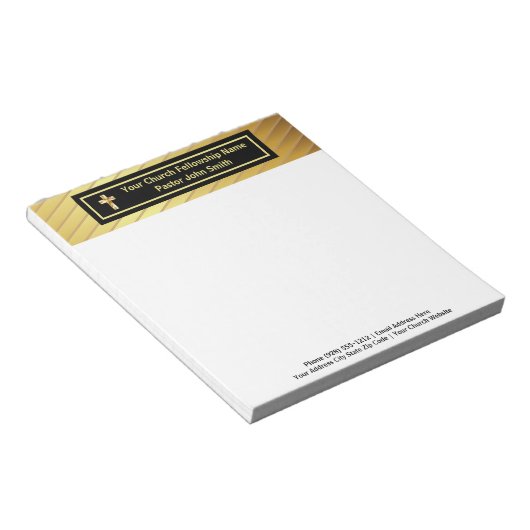 Pfarrkirche Klassisches Gold und Schwarz Notizblock (angewinkelt)