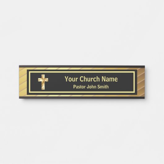 Pfarrkirche Klassisches Gold und Schwarz Türschild (Vorderseite )