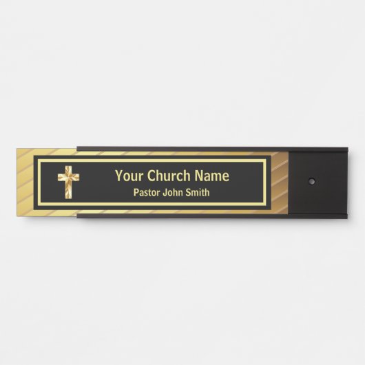 Pfarrkirche Klassisches Gold und Schwarz Türschild (Vorderseite )