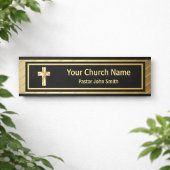 Pfarrkirche Klassisches Gold und Schwarz Türschild
