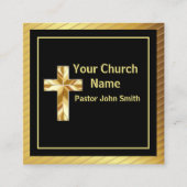 Pfarrkirche Klassisches Gold und schwarzer Platz Quadratische Visitenkarte (Vorderseite)