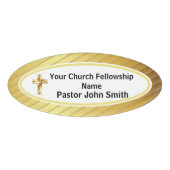 Pfarrkirche Klassisches Gold und weißes Oval Namenschild (Vorderseite)