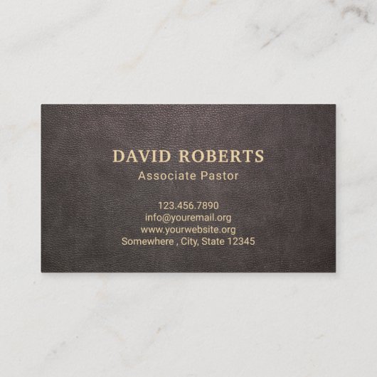 Pfarrkirche Modernes Leder Gold Visitenkarte (Rückseite)