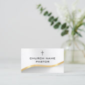 Pfarrkirche Modernes Silberes Christliches Kreuz Visitenkarte (Stehend Vorderseite)