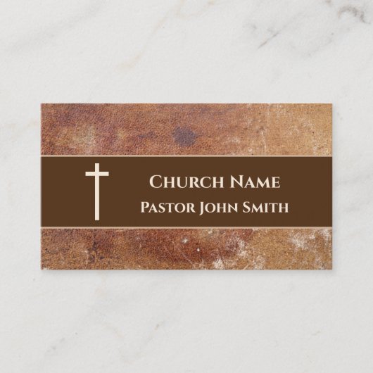 Pfarrkirche Rustikale Imitate Leder Christlich Visitenkarte (Vorderseite)