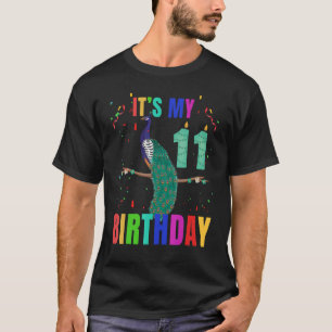 Pfau 11. Geburtstag Niedliche Vögel Tier Grafik T-Shirt