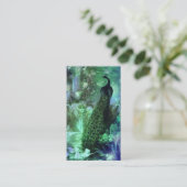 PFAU-ABENDS-GROTTE: BLAUES GRÜN-TRAUM VISITENKARTE (Stehend Vorderseite)