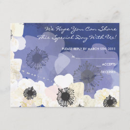 Pfau & Anemone Blume Bat Mitzvah REPLY CARD RSVP Karte