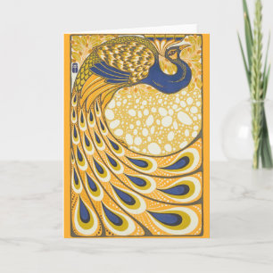 Pfau Antike Vintage Farbe Karte