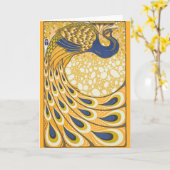 Pfau Antike Vintage Farbe Karte (Gelbe Blume)