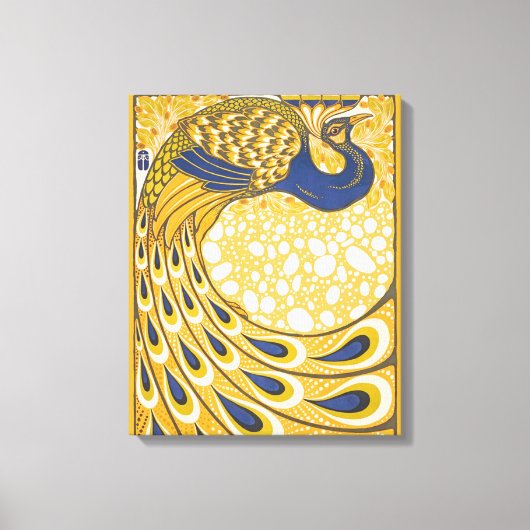 Pfau Antike Vintage Farbe Leinwanddruck (Vorderseite)