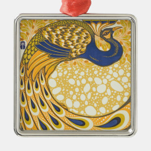 Pfau Antike Vintage Farbe Ornament Aus Metall