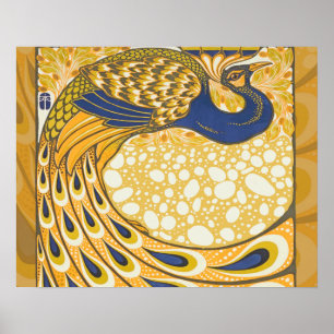 Pfau Antike Vintage Farbe Poster