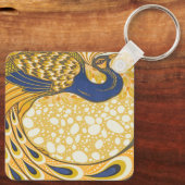 Pfau Antike Vintage Farbe Schlüsselanhänger (Rückseite)