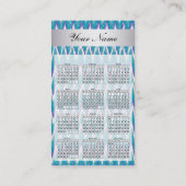 Pfau Aquamarin TribaI ZigZag Pocket 2019 Kalender Visitenkarte (Rückseite)