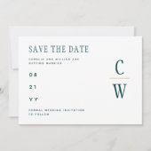 Pfau AQUAMARINE grüne Goldhochzeit SPAREN DAS DATU Save The Date (Vorderseite)