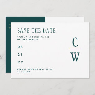 Pfau AQUAMARINE grüne Goldhochzeit SPAREN DAS DATU Save The Date