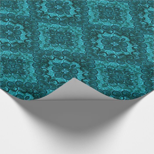 Pfau-aquamarines Geschenkpapier (Ecke)