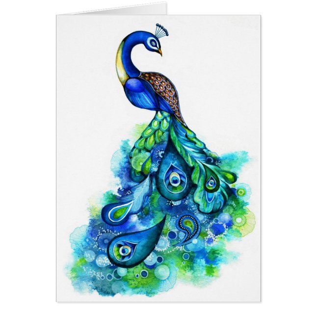 Pfau-Aquarell (Vorne)