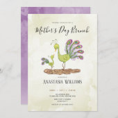 Pfau Aquarellmütter Einladung (Vorne/Hinten)