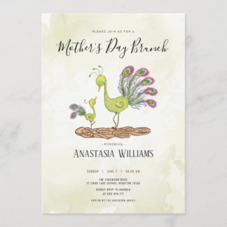 Pfau Aquarellmütter Einladung