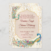 Pfau Arabian Muster indische Hochzeitseinladung Ankündigung (Vorne/Hinten)