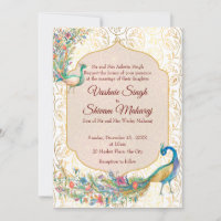 Pfau Arabian Muster indische Hochzeitseinladung