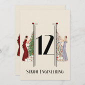 Pfau Art Deco Flair Weihnachten Tischnummer 12 (Vorne/Hinten)