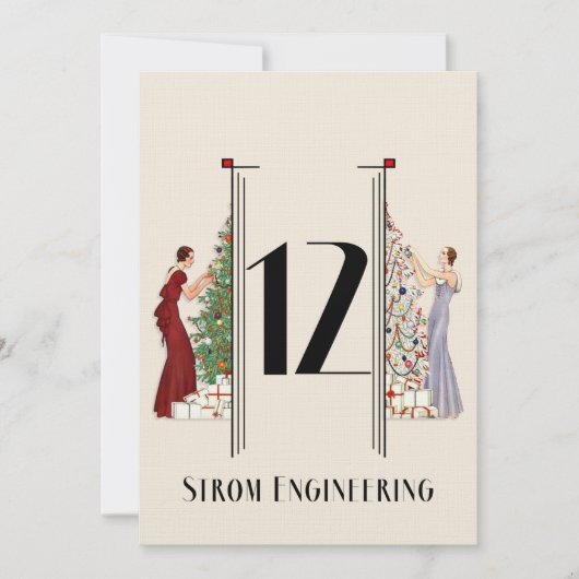 Pfau Art Deco Flair Weihnachten Tischnummer 12 (Vorderseite)