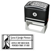 Pfau Art Deco Grenze | Name und Rücksendeadresse Permastempel (Beispiel)