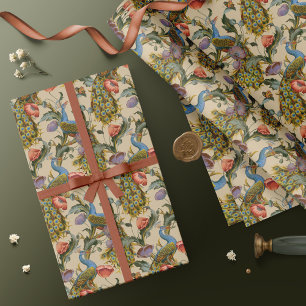 Pfau Art Nouveau Blumenmuster Geschenkpapier
