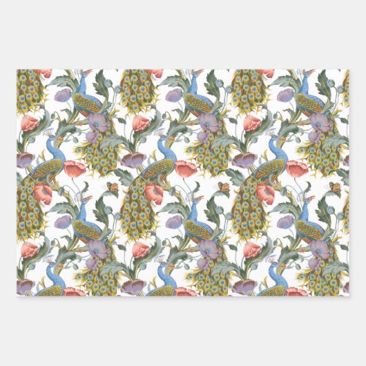 Pfau Art Nouveau Blumenmuster Papier (Vorderseite 2)