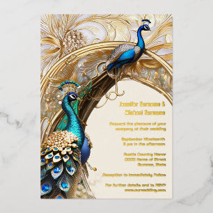 Pfau Art Nouveau vintage indisch dekorativ chic Folieneinladung