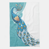 Pfau auf aquamariner Illustration Handtuch (Vertikal)