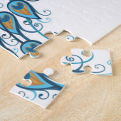 Pfau auf aquamariner Illustration Puzzle (Seite)