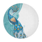 Pfau auf aquamariner Illustration Schneidebrett (Vorderseite)