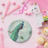 Pfau auf Baumzweig Elegante Lounge Lounge Aussehen Pappteller (Party)