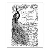 Pfau auf Blume gedeckte Zweigstelle Ex Libris Gummistempel (Prägung)