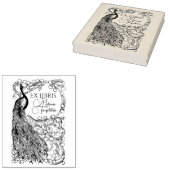 Pfau auf Blume gedeckte Zweigstelle Ex Libris Gummistempel (Stempel)