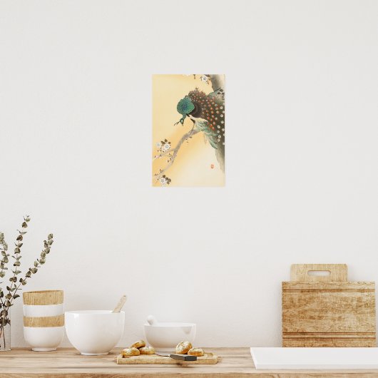 Pfau auf dem Kirschblossom Tree von Ohara Koson Poster (Küche)