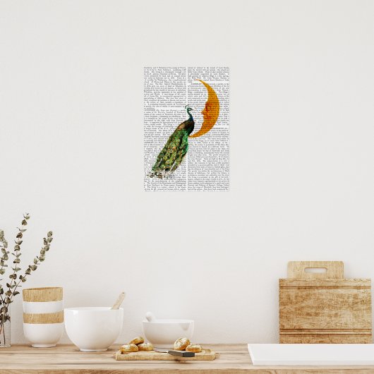 Pfau auf dem Mond Poster (Küche)