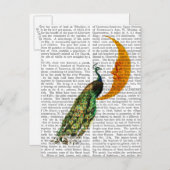 Pfau auf dem Mond Postkarte (Vorne/Hinten)