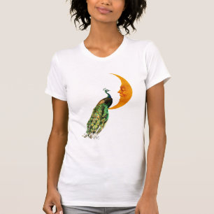 Pfau auf dem Mond T-Shirt