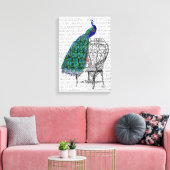 Pfau auf dem Vorsitz Leinwanddruck (Insitu (Wohnzimmer))