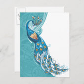 Pfau auf der Aquamarinen Illustration Postkarte (Vorne/Hinten)